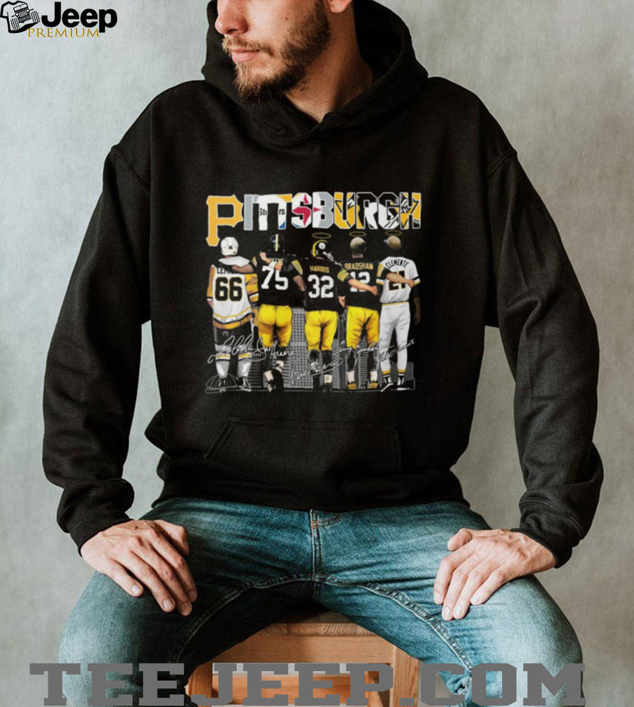 Pittsburgh Skyline Sports Legends T Shirt Five Iconic Champions Graphic