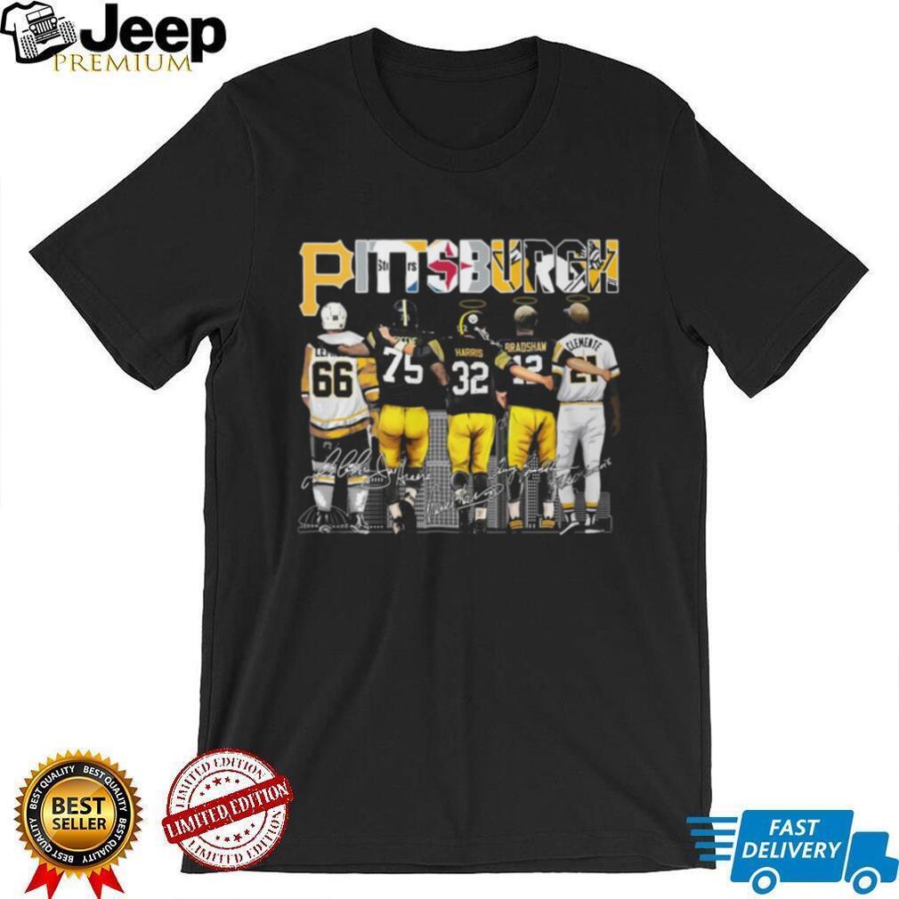 Pittsburgh Skyline Sports Legends T Shirt Five Iconic Champions Graphic