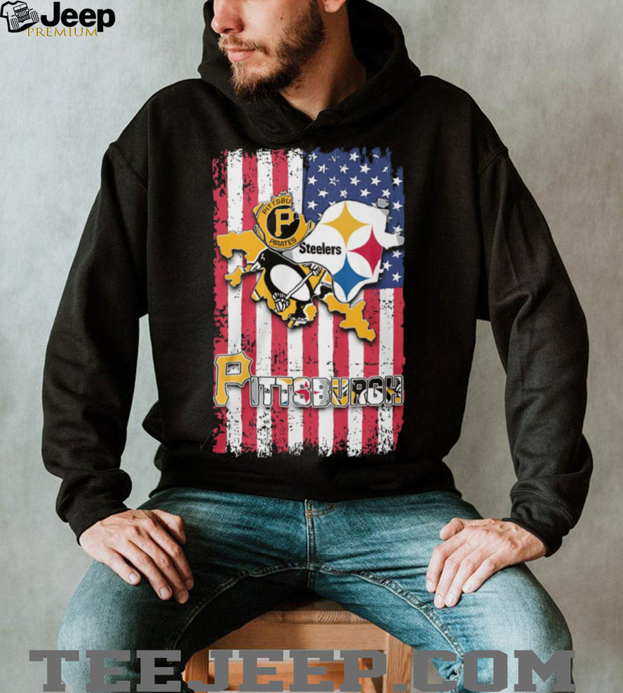 Pittsburgh Sports Teams City Pride American Flag Graphic T Shirt