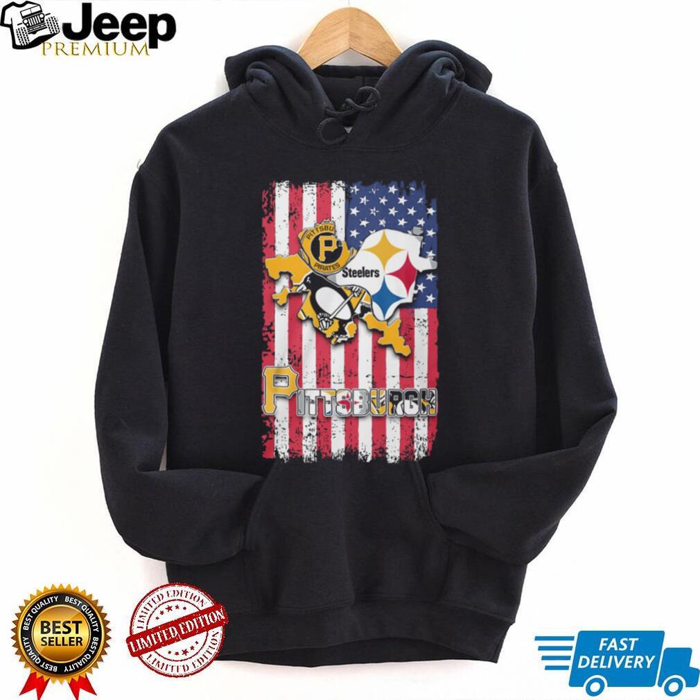 Pittsburgh Sports Teams City Pride American Flag Graphic T Shirt