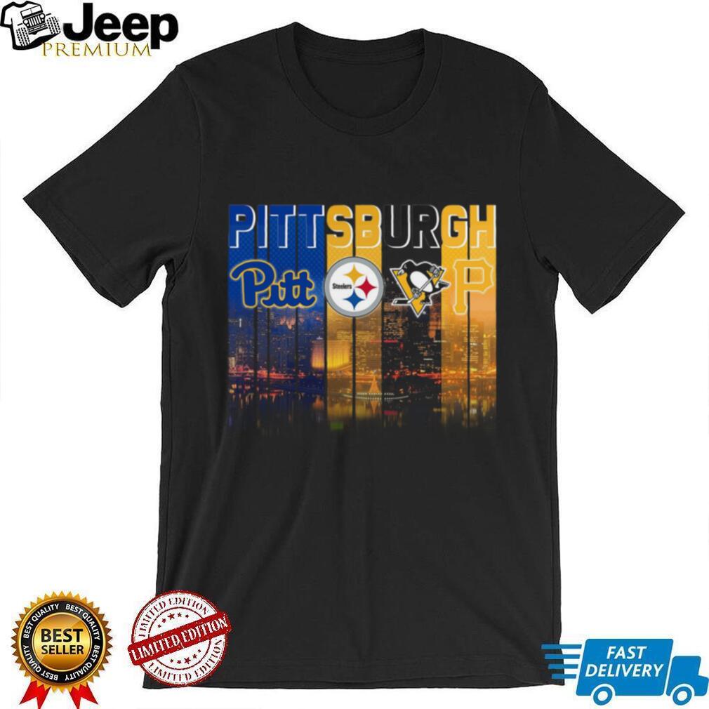 Pittsburgh Sports Teams City Skyline Vintage Retro Style Sports Fans Gift Shirt