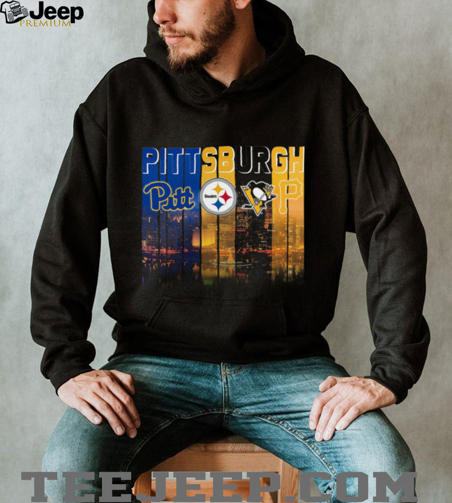 Pittsburgh Sports Teams City Skyline Vintage Retro Style Sports Fans Gift Shirt