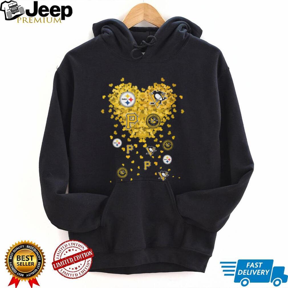 Pittsburgh Sports Teams Heart Logo Gold Hearts Fan T Shirt