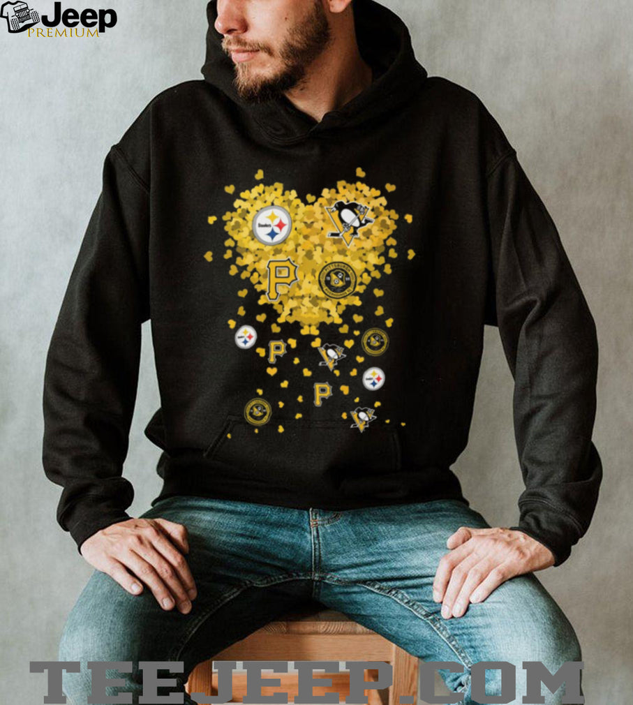 Pittsburgh Sports Teams Heart Logo Gold Hearts Fan T Shirt