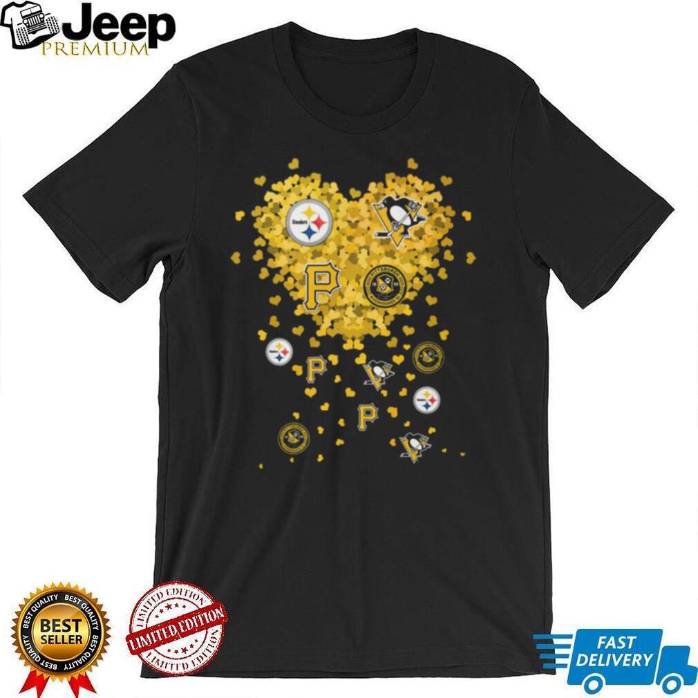 Pittsburgh Sports Teams Heart Logo Gold Hearts Fan T Shirt