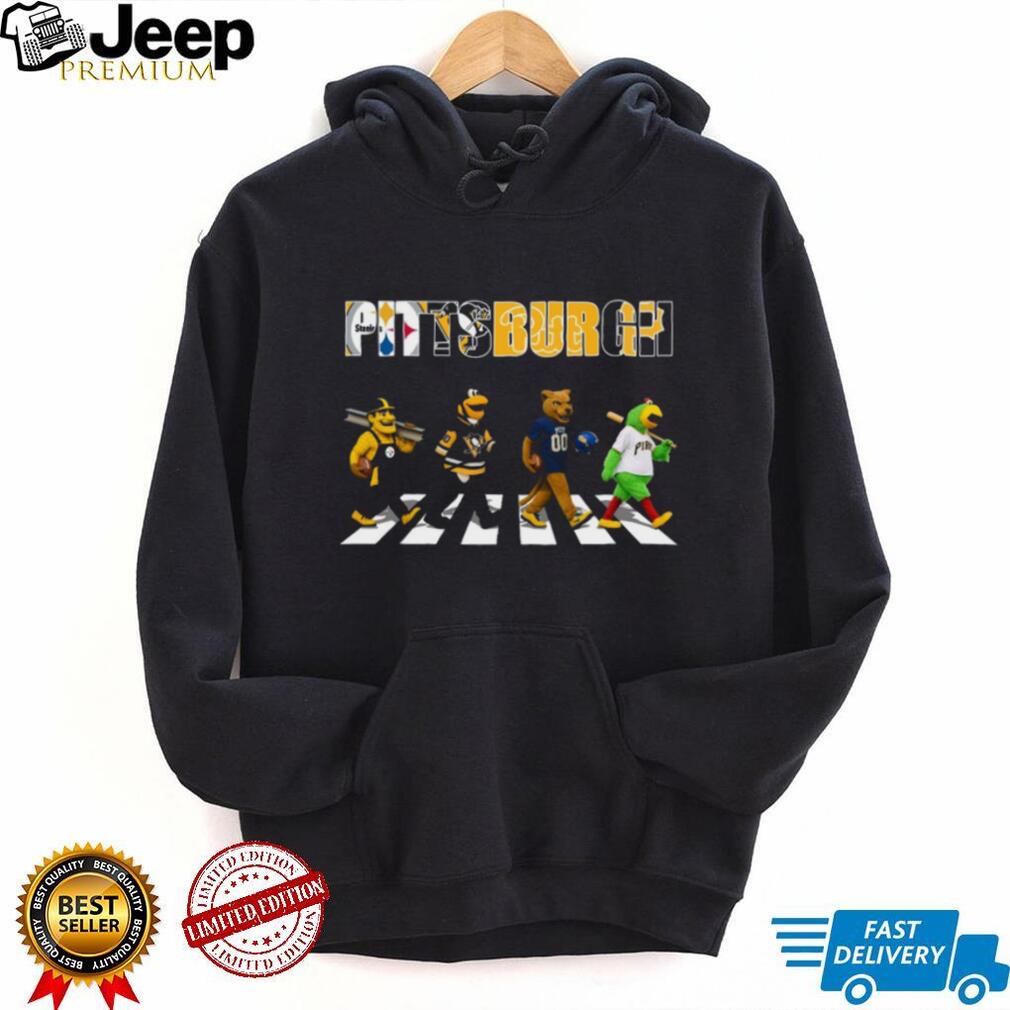 Pittsburgh Sports Teams Mascots Abbey Road Crossing Steelers Penguins Pirates Panthers T Shirt