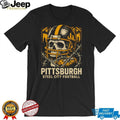 Pittsburgh Steel City Football Skull Helmet Barbed Wire Vintage Game Day T Shirt