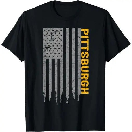Pittsburgh USA Flag Patriotic American From Pittsburgh T-Shirt Made in USA