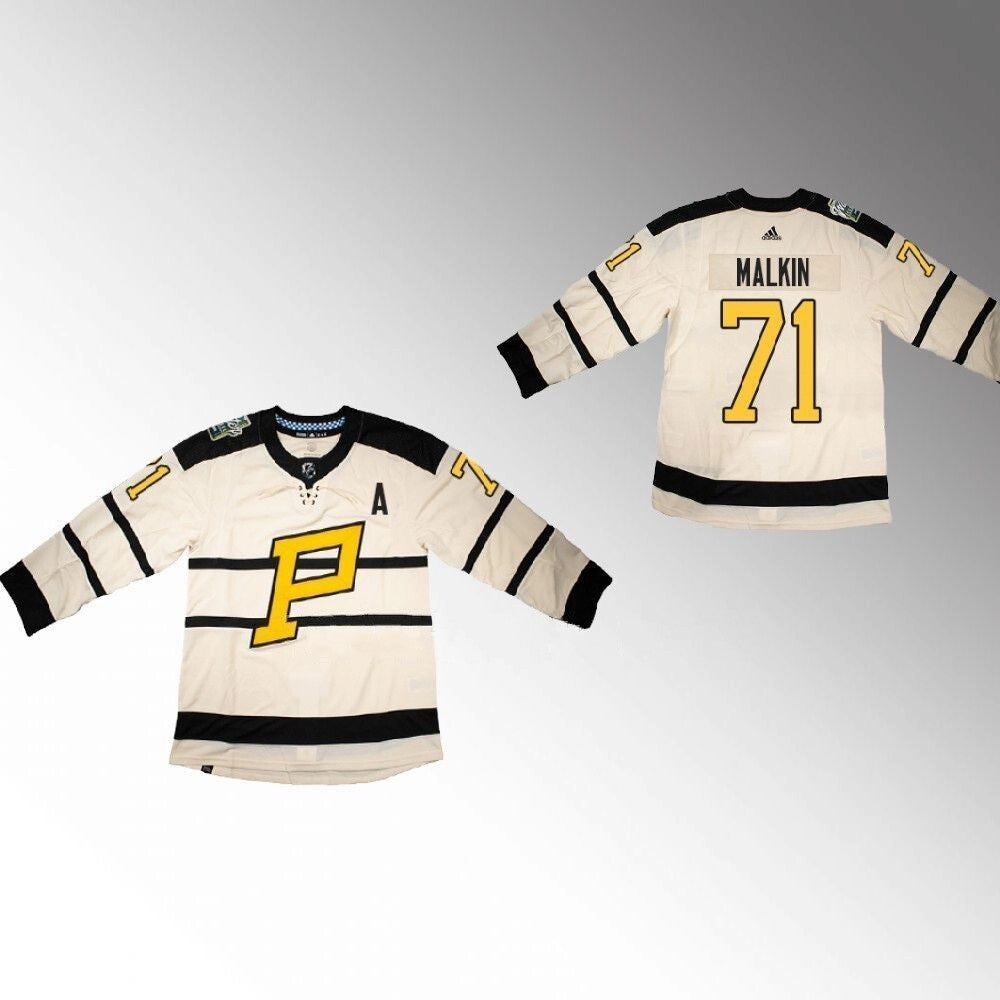 Pittsburgh Penguins #71 Evgeni Malkin 2023 Winter Classic Primegreen Cream Jersey Style 1