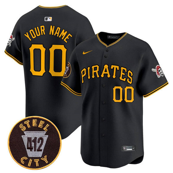 Pittsburgh Pirates Active Player Custom Black 412 Patch Limited V3 Stitched Baseball