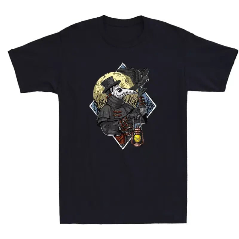 Plague Doctor Steampunk Raven Medieval Fantasy Gothic Vintage Men's T-Shirt Tee Menswear Top