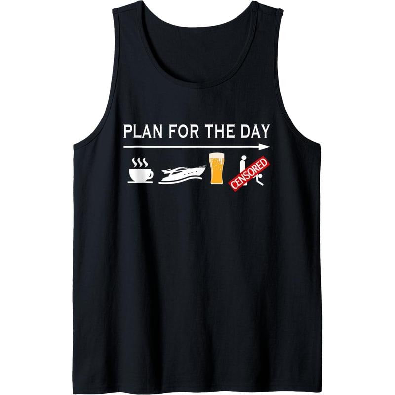Plan For The Day Coffee Boating Beer Sex Funny Boating Shirt Tank Top Made in USAstyle{n002}2