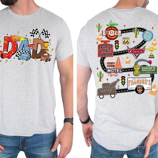 Play Cars On Dad's Back Mat Road Car Race Track MC Que Shirt, Playmat Massage Shirt, 95 Lightning MCQ Shirt, Father's Day Shirt