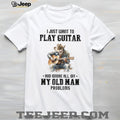 Play Guitar Old Man Problems Shirt Vintage Cowboy Acoustic Guitarist T shirt