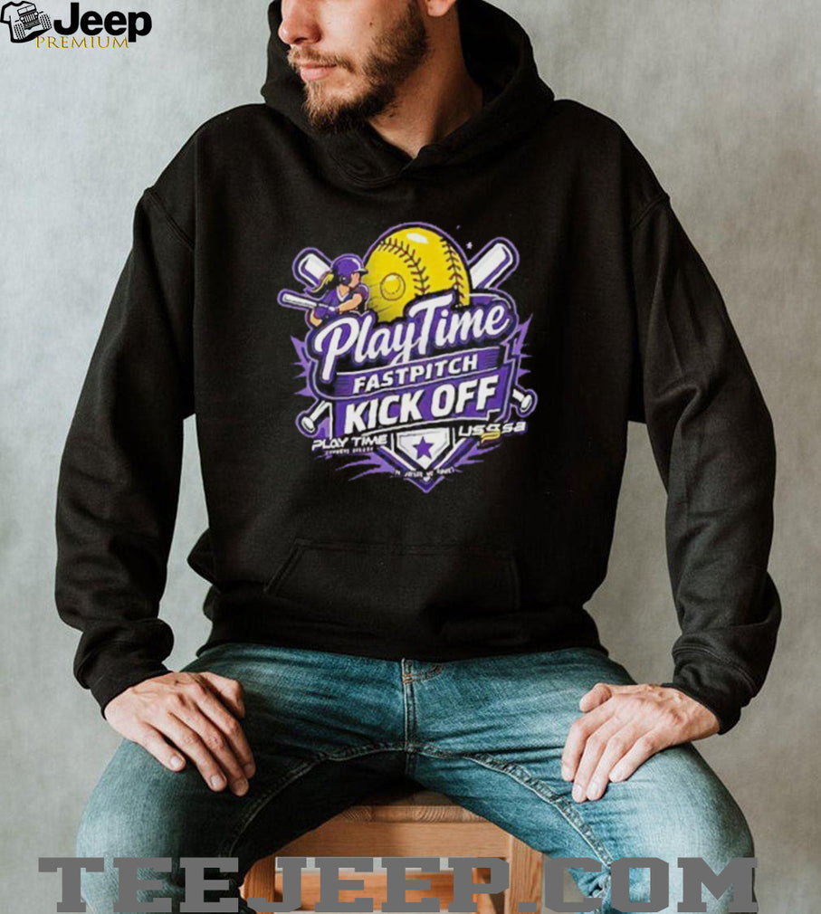 PlayTime Fastpitch Kick Off USSSA Softball Tournament Sports Retro Women Fans Black T Shirt