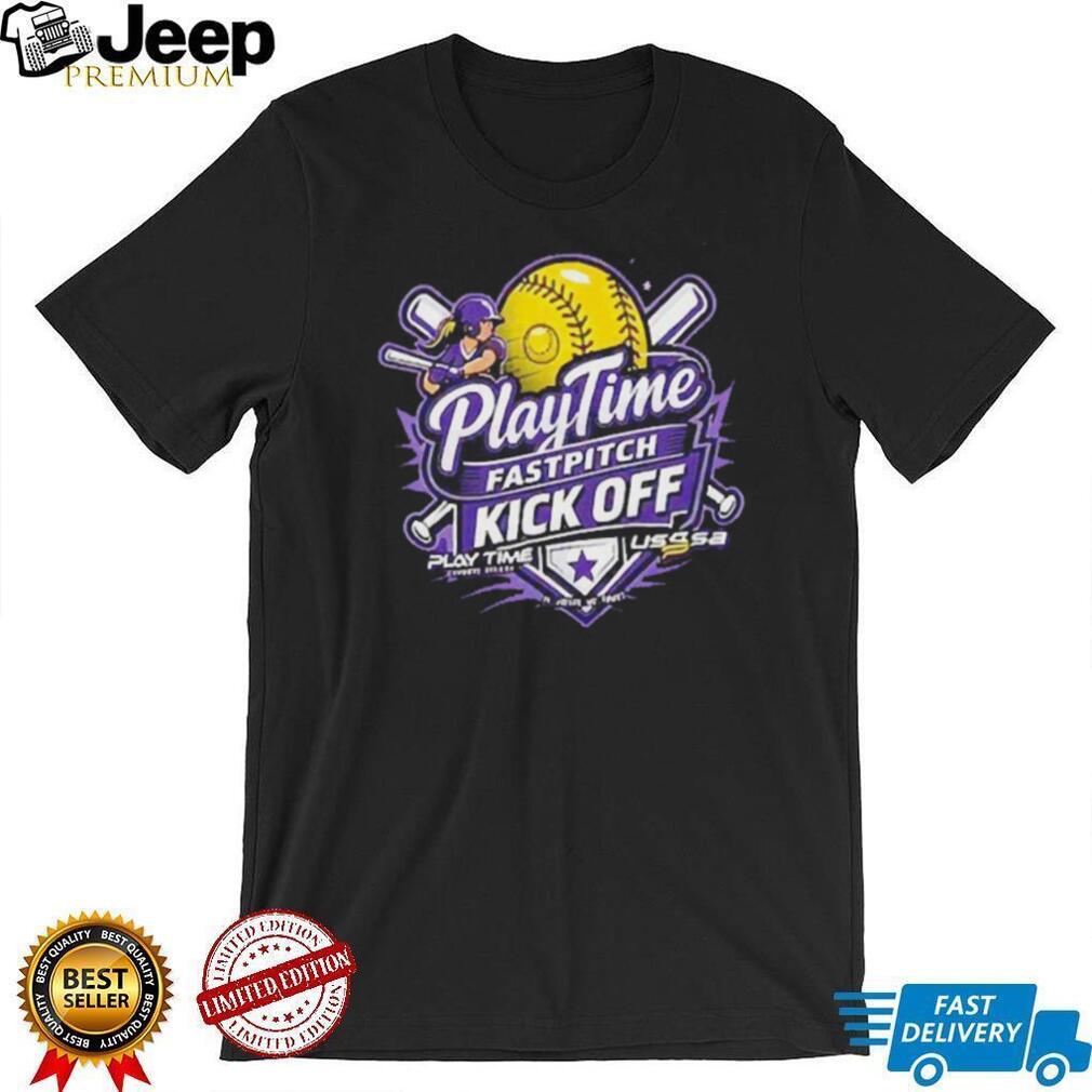 PlayTime Fastpitch Kick Off USSSA Softball Tournament Sports Retro Women Fans Black T Shirt