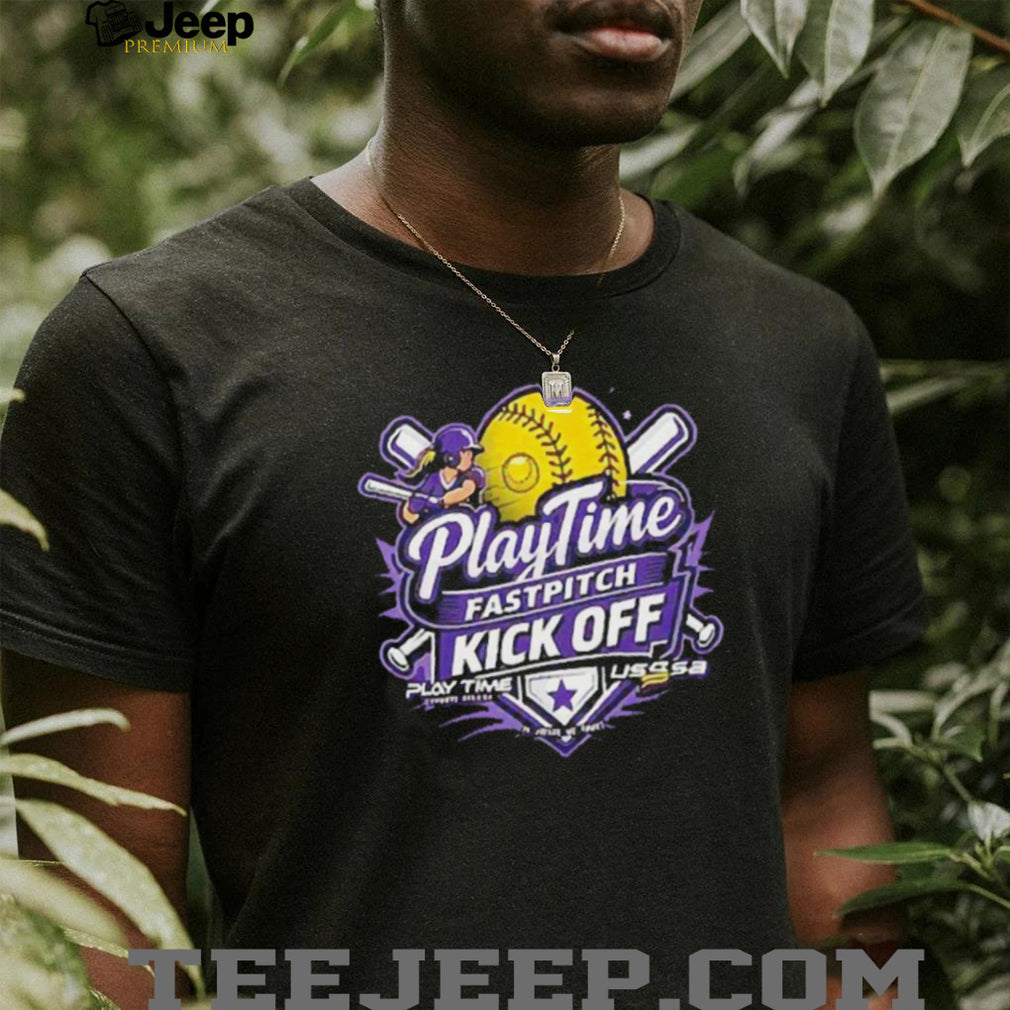 PlayTime Fastpitch Kick Off USSSA Softball Tournament Sports Retro Women Fans Black T Shirt