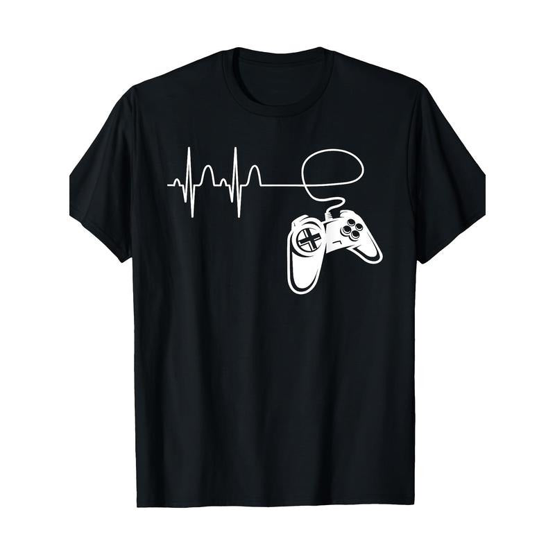Player Heartbeat ECG - Game Controller Video game 100% cotton T-shirt Made in USA