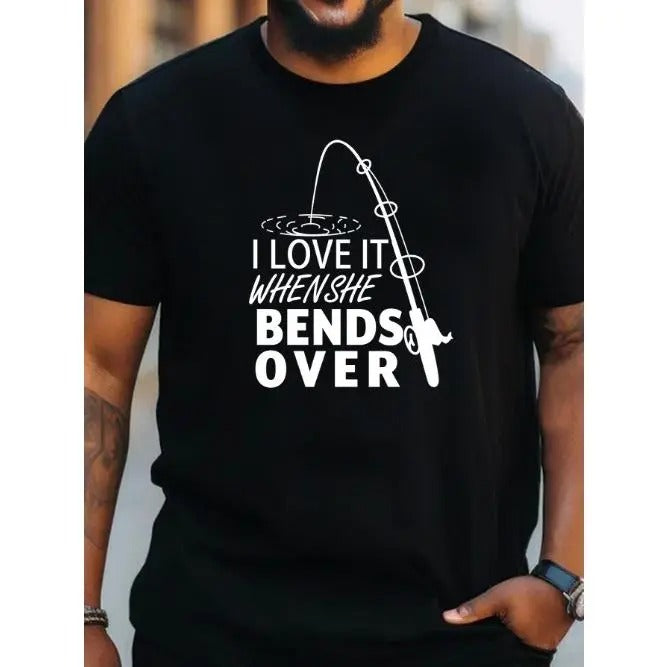 Plus Size Men's Fishing Slogan Tee - Casual Summer Essential with Breathable Fabric, Short Sleeves & Crew Neck - Ideal for Outdoor Adventures,T-shirt Made in USA