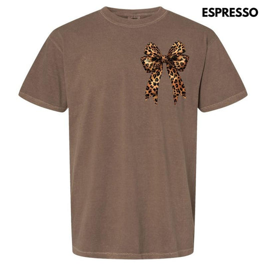 Pocket Size - Big Leopard Bow Comfort Colors T-Shirt 'NLB'