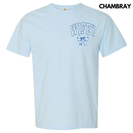 Pocket Size - Wifey Ginger Jar Florals Comfort Colors T-Shirt 'NLB'