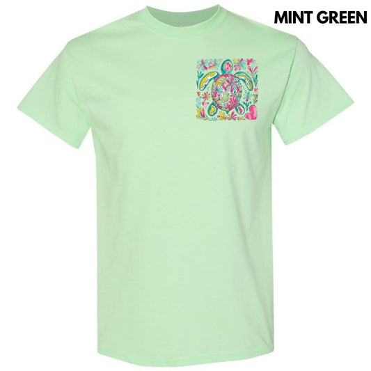 Pocket Size -Watercolor Sea Turtle Gildan Short Sleeve T-Shirt 'NLB'