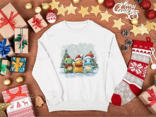 Pokemon Christmas Sweater - Ugly Christmas Sweater Unisex - Holiday Anime Sweater - Pokemon Sweatshirt - Anime Shirt