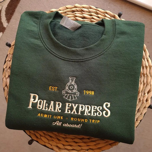 Polar Express Christmas Embroidered Sweatshirt - Christmas embroidery Sweatshirt - Vintage Christmas Crewneck