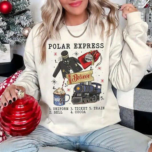 Polar Express Christmas Sweatshirt, North Pole Santa Shirt, Polar Express Ticket Hoodie, Vintage Holiday Season Sweater, Retro Christmas Sweatshirt, Christmas Polar Express Shirt