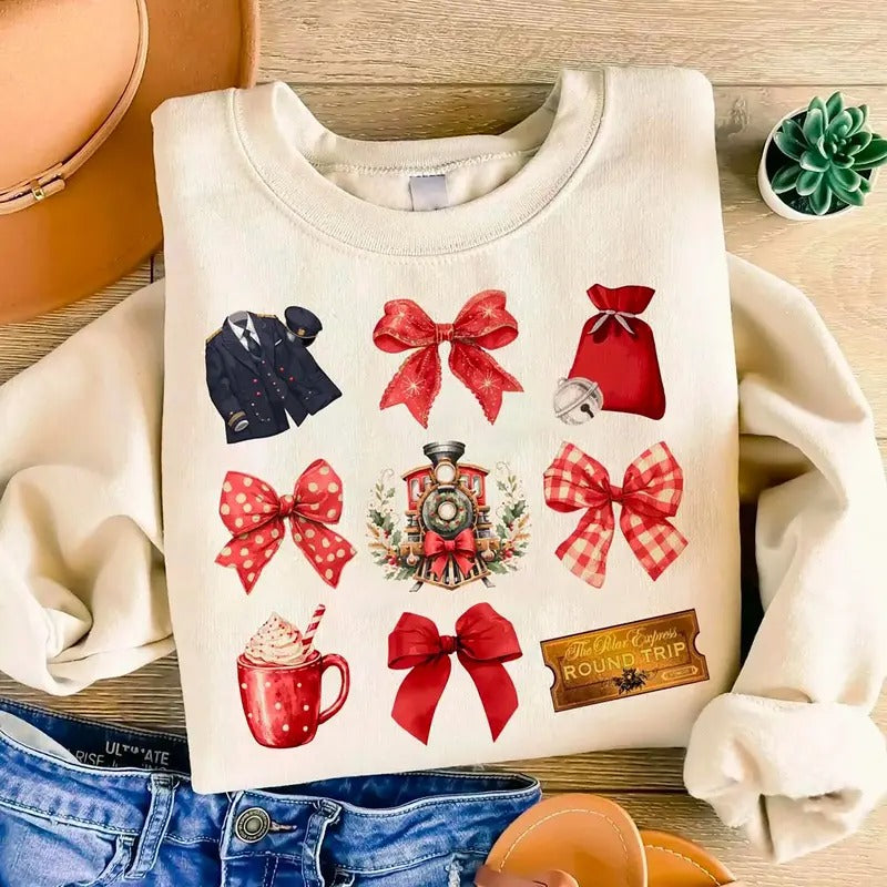 Polar Express Sweatshirt, Vintage Christmas Shirt, Coquette Polar Express Sweatshirt, Christmas Holiday Sweater, Christmas Family Vacation Shirt, Retro Christmas Crewneck, Coquette Christmas Shirt