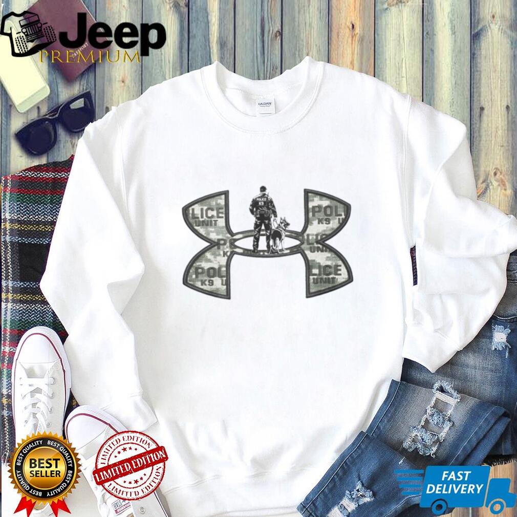 Police K9 Unit Officer and German Shepherd Tactical Camo Logo T Shirt