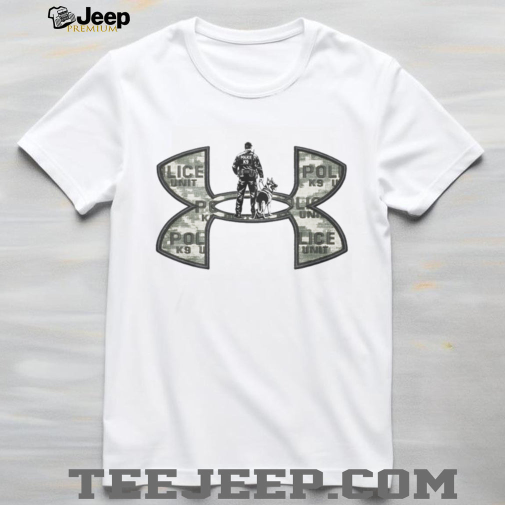 Police K9 Unit Officer and German Shepherd Tactical Camo Logo T Shirt