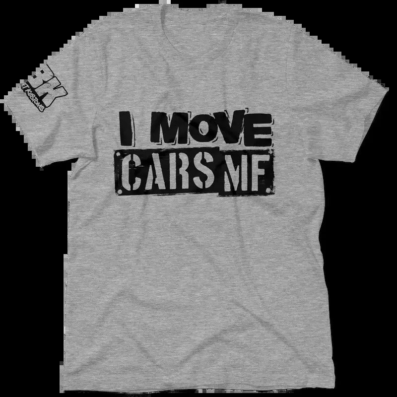 FBK I Move Cars Heather Gray T-Shirt Jersey Men's 30-Day Guarantee Quality Cotton/Poly Blend with Blue Collar - Menswear, Top Apparel | Graphic Tees