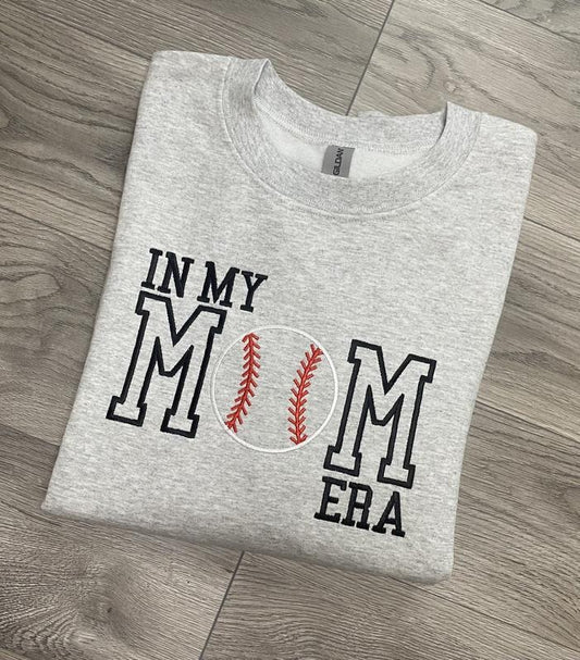 Gildan Baseball Mom Era Crewneck Sweatshirt, Classic Fit, Heather Sport Colors, Comfortable Cotton/Polyester Blend, Women's Tops and Sweaters