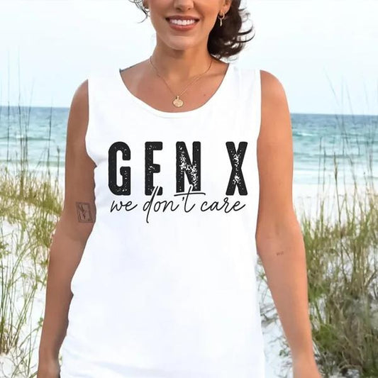 KingZlia Shop Gen X Tank Top Retro 90s Unisex Comfort Colors Tank Funny Graphic Gen X Shirt Y2K Aesthetic Top Vintage Vibes Summer Tee Fit 100% Cotton for Dark Heather Heather Colors Safety Colors and Tweed are 50/50 Cotton/Polyester