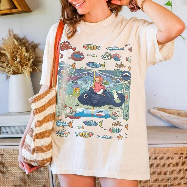 Ponyo Inspired Ghibli, Comfort Colors Ghibli, Studio Ghibli Sweatshirt, Studio Ghibli Gift, Anime Lover Gift, Ponyo Shirt, Ponyo And Sasuke