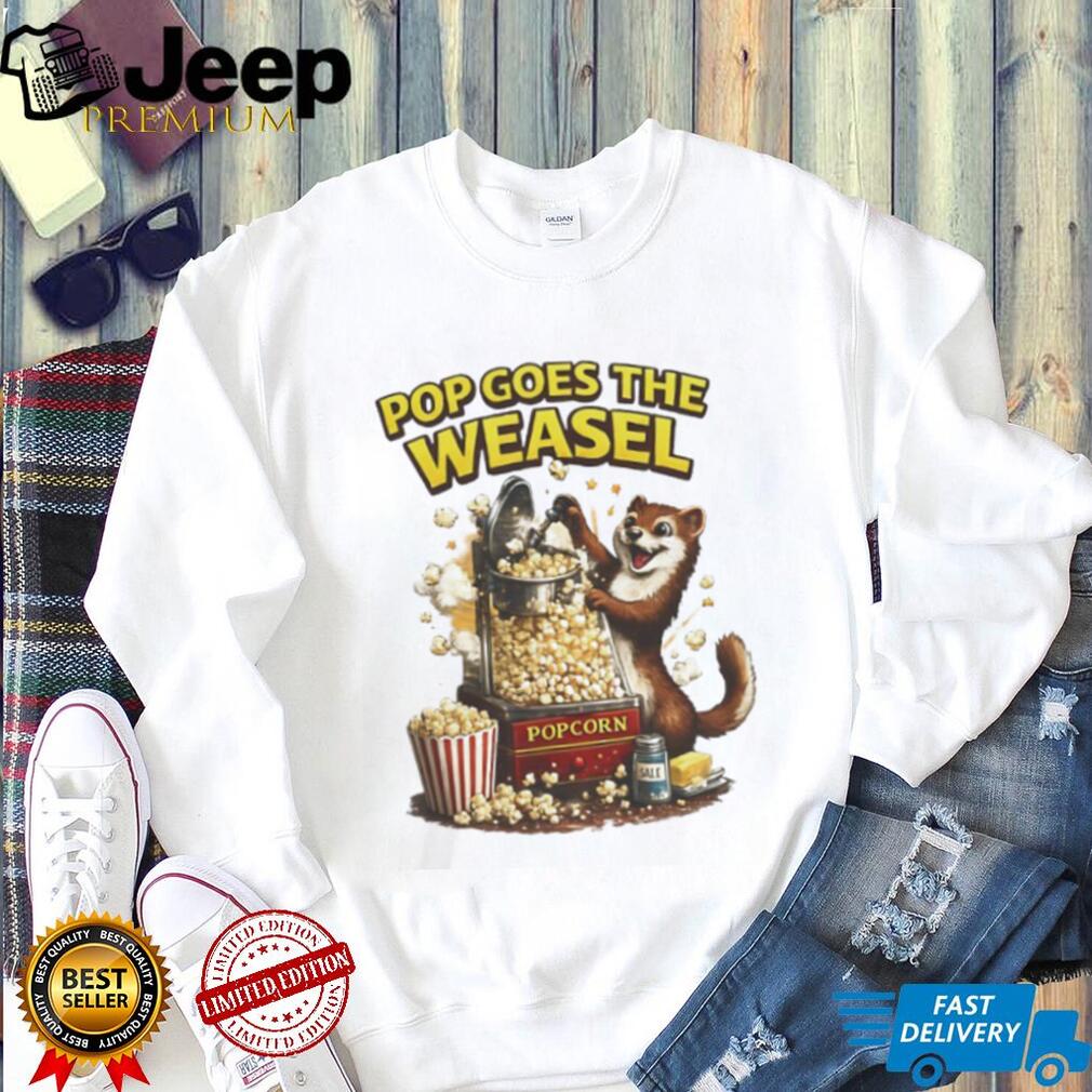 Pop Goes The Weasel Funny Popcorn Animal Graphic T Shirt