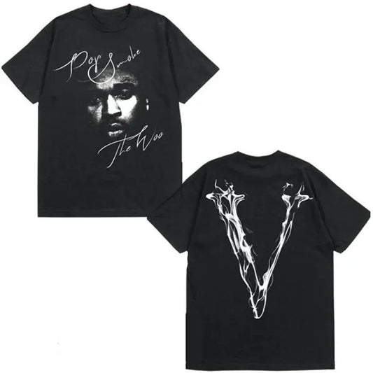 Pop Smoke x Vlone Faith Black T-Shirt, V-Lone T-Shirt, Big V Letter V.Lone Shirt Hoodie, Sweatshirt | WearSparks.com