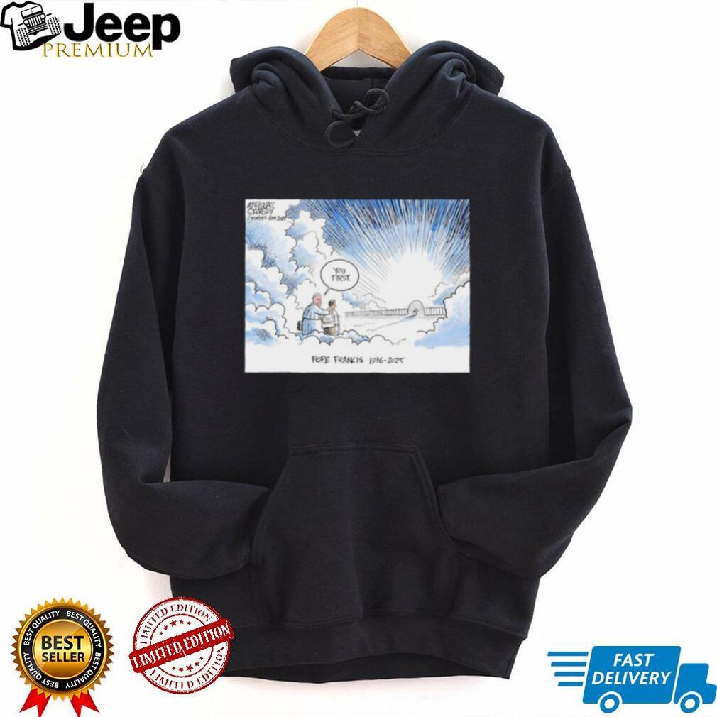 Pope Francis Memorial Tribute Cartoon Clouds Graphic T Shirt