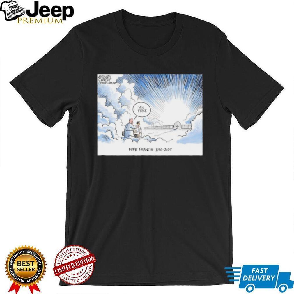 Pope Francis Memorial Tribute Cartoon Clouds Graphic T Shirt