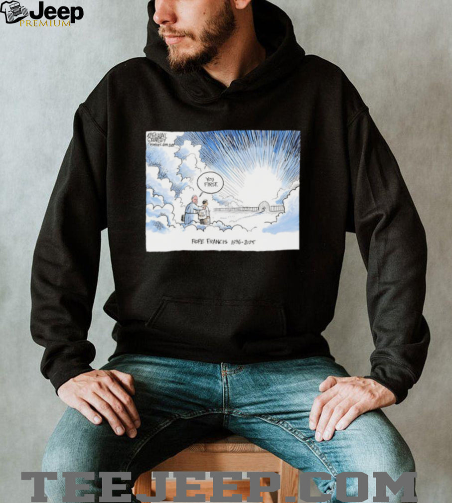 Pope Francis Memorial Tribute Cartoon Clouds Graphic T Shirt