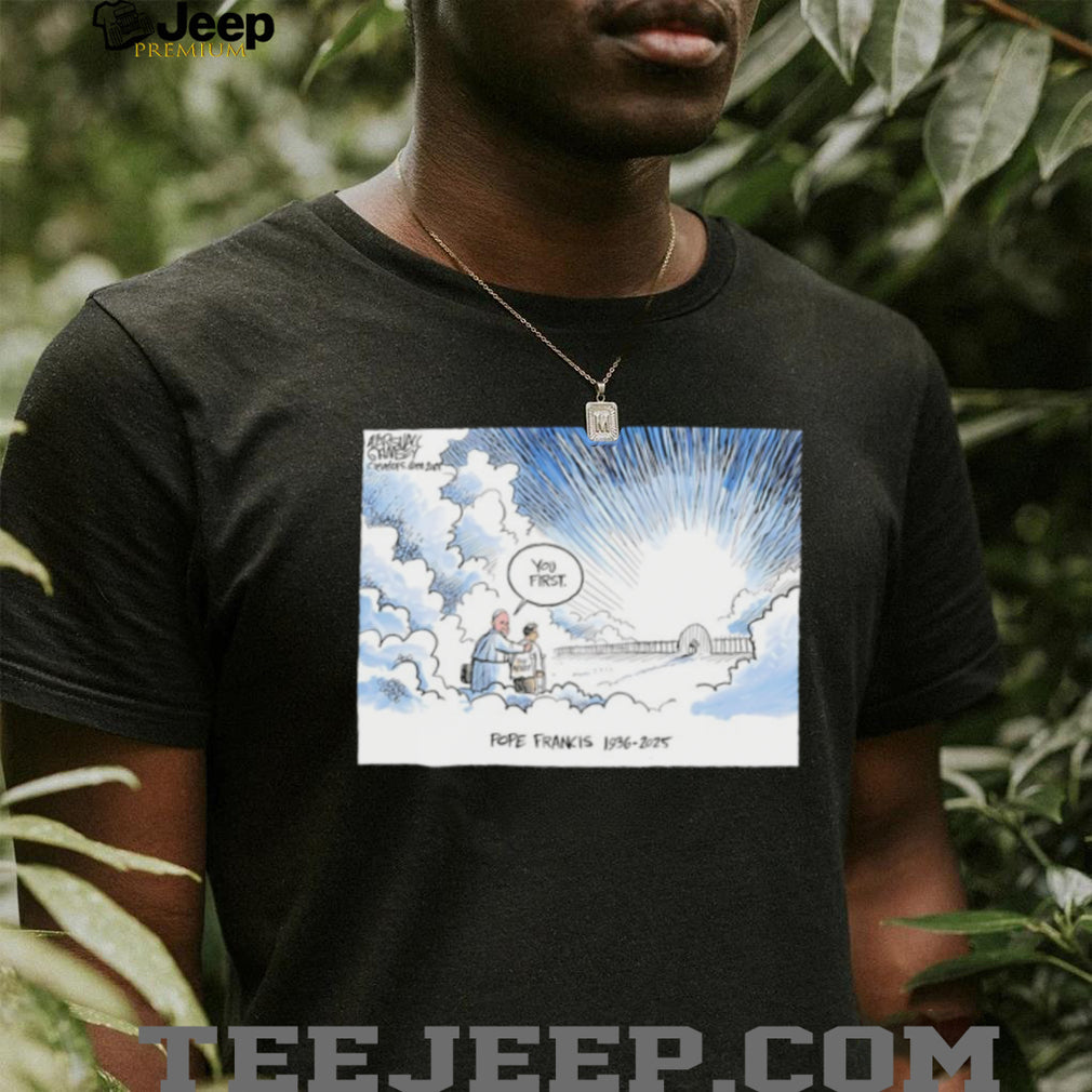 Pope Francis Memorial Tribute Cartoon Clouds Graphic T Shirt