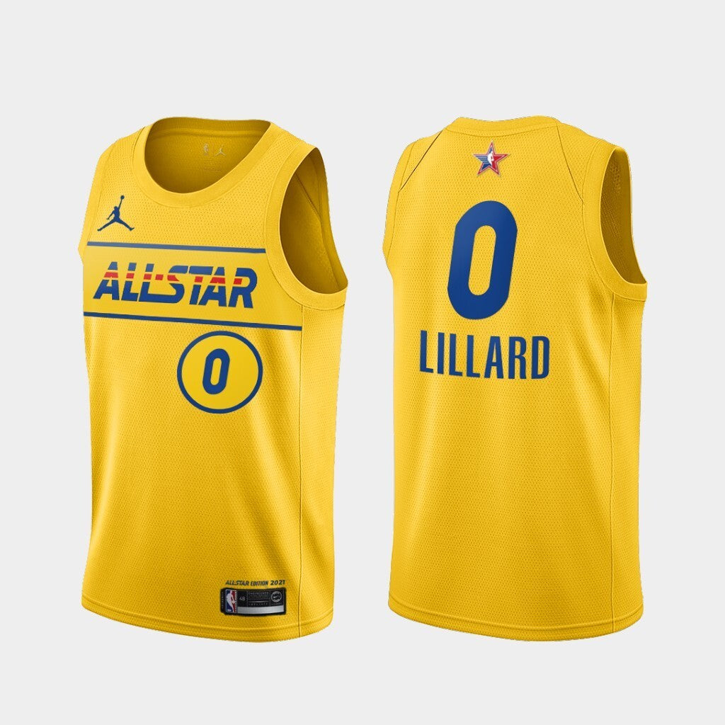 Portland Trail Blazers #0 Damian Lillard 2021-all-star-western-conference-gold-blazers-jersey