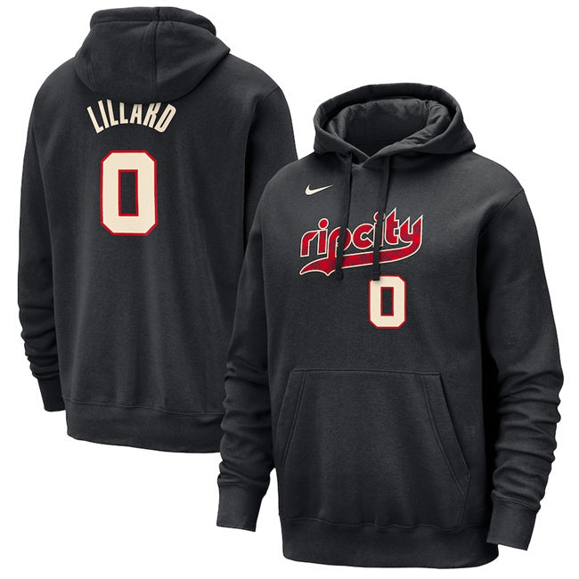Portland Trail Blazers #0 Damian Lillard Black 2023 24 City Edition Name & Number