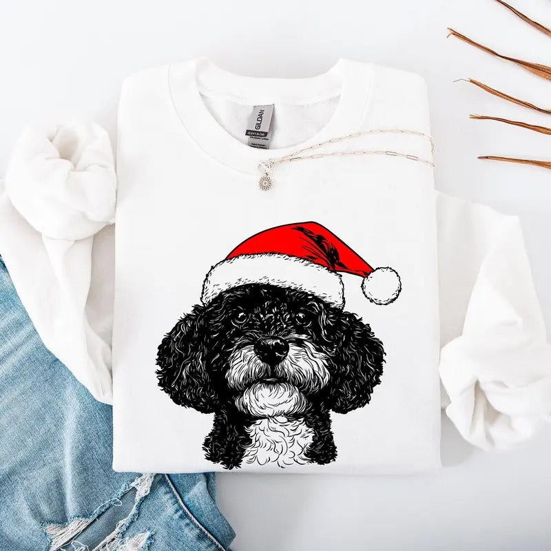 Portuguese Water Dog, Santa, Dog, Christmas, Dog Lover, Pet Sweatshirt, Crew Neck, Women's, Crewneck