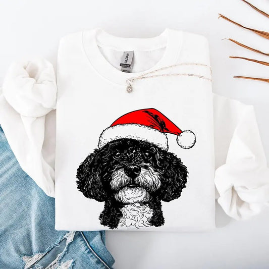 Portuguese Water Dog, Santa, Dog, Christmas, Dog Lover, Pet Sweatshirt, Crew Neck, Women's, Crewneck