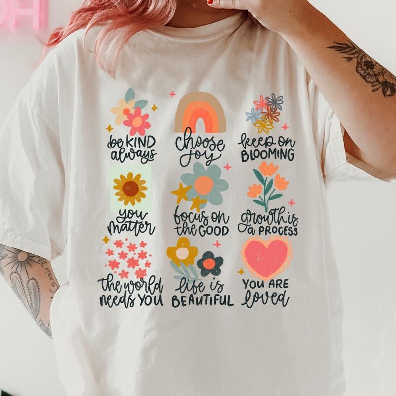 Positive Doodles Shirt ~ Unisex Apparel Relaxed Fit Printed In The USA Clothing Womenswear Casual Comfort Cotton Top Athletic Boho Chic