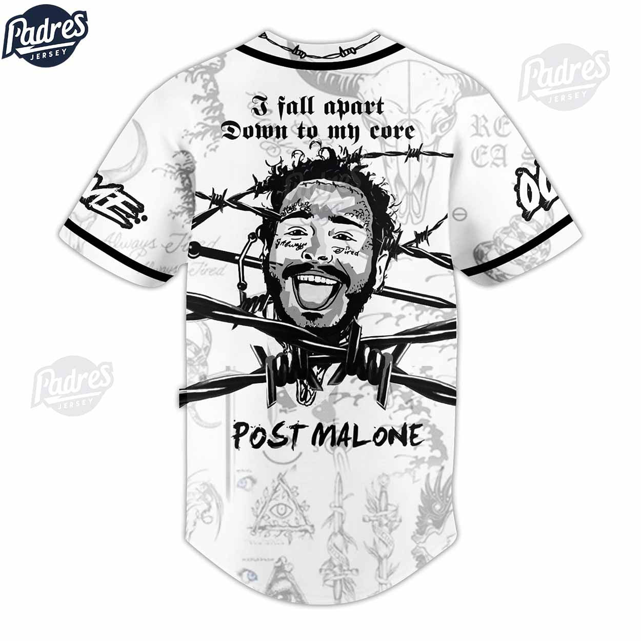 Post Malone Custom White Baseball Jersey Style - Padres Jersey Oasis: Elevate Your Baseball Style Game