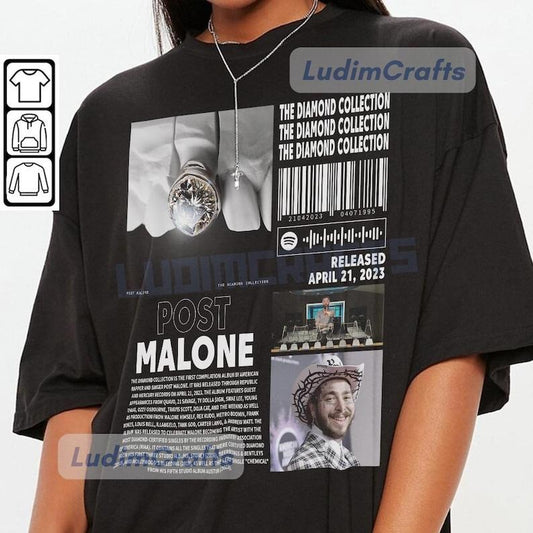 Post Malone Vintage Merch Shirt, The Diamond Collection Album Rap 90s Tee, Rapper Hip Hop Gift Bootleg Inspired Sweatshirt