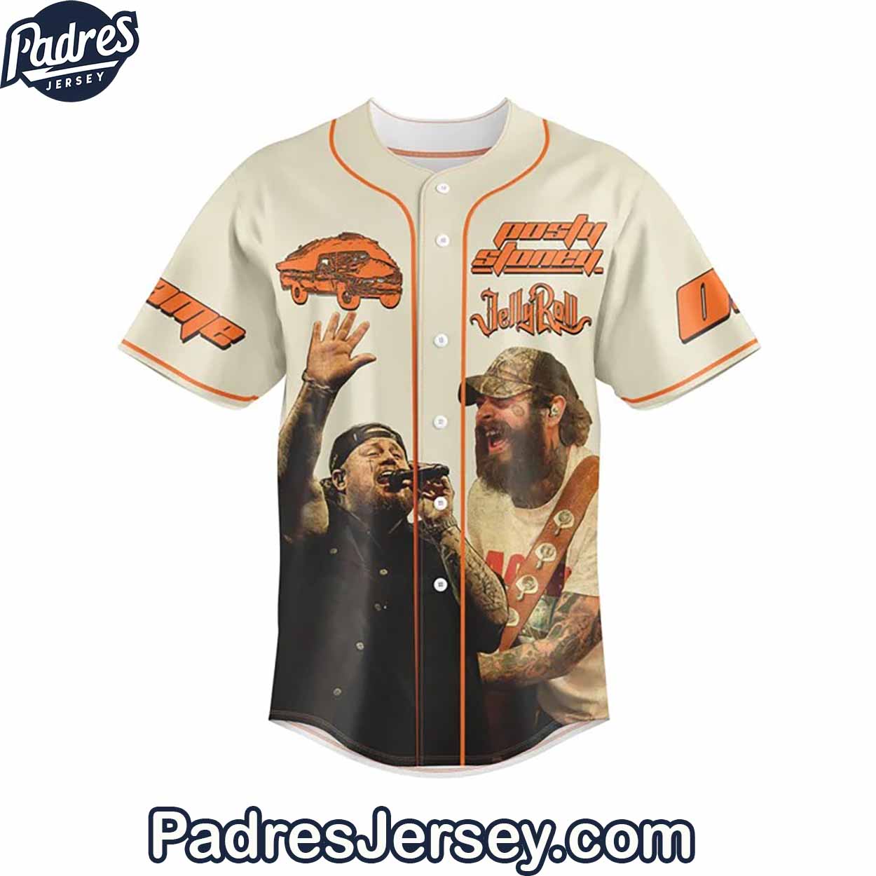 Post Malone With Jelly Roll The Big Ass Stadium Tour Baseball Jersey Outfit - Padres Jersey Oasis: Elevate Your Baseball Style Game